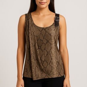 Michael Kors Tan Snake Print Tank Top with Buckle